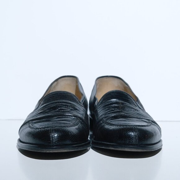Share Vintage Magnanni Black Lizard leather Penny Loafer Men's Size 9 M Made in - Picture 2 of 7